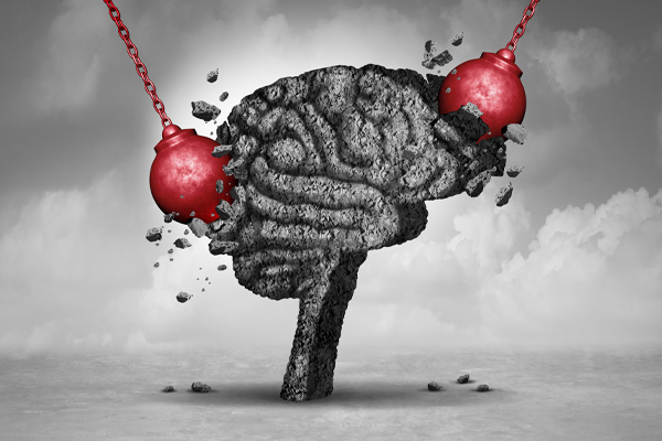 illustration of brain getting damaged